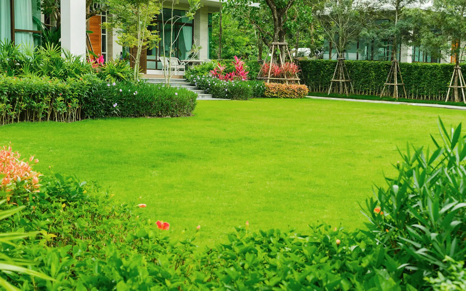 Beautifully landscaped villa and garden ecosystem